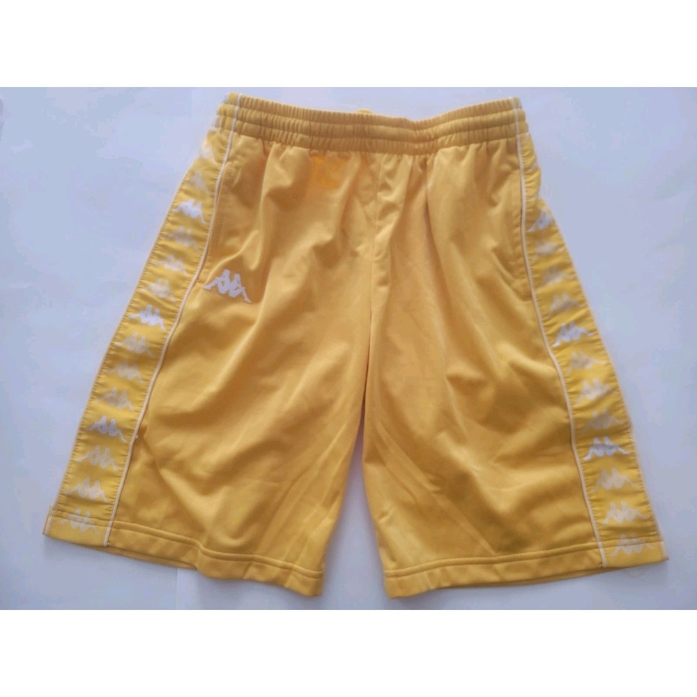 Kappa Boys 12Y Banda Treadwell Z Shorts Yellow Logos 10in Inseam Casual NWT